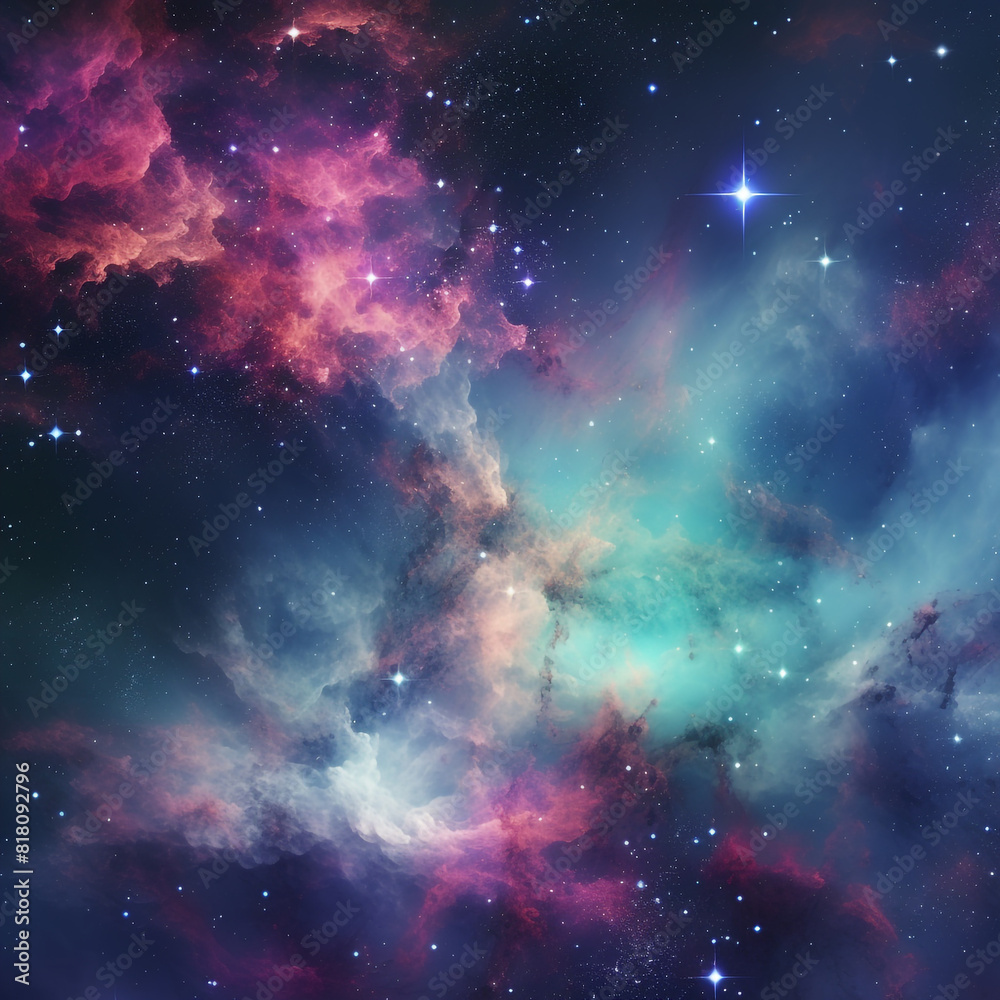 Abstract and Colorful space galaxy cloud nebula background wallpaper generative AI