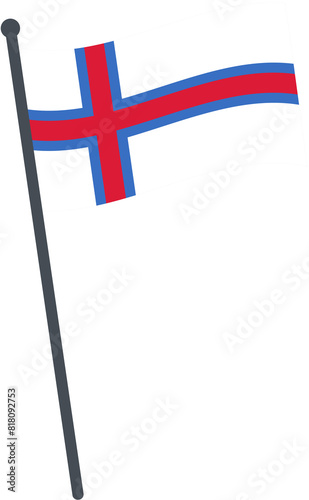 Faeroe Islands flag waving on pole. national flag pole transparent. photo