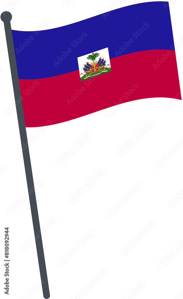 Haiti flag waving on pole. national flag pole transparent. Haiti flag waving on pole. national flag pole transparent.