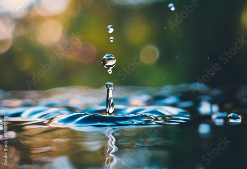 water drop falling into water surface