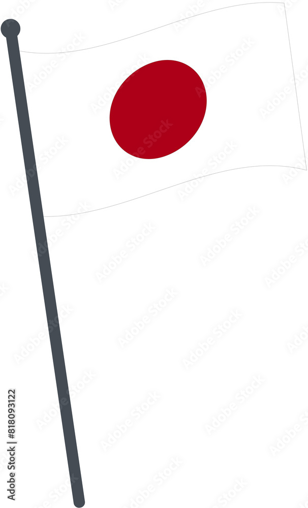 Japan flag waving on pole. national flag pole transparent. Japan flag waving on pole. national flag pole transparent.