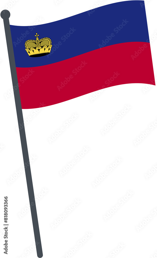 Liechtenstein flag waving on pole. national flag pole transparent. Liechtenstein flag waving on pole. national flag pole transparent.