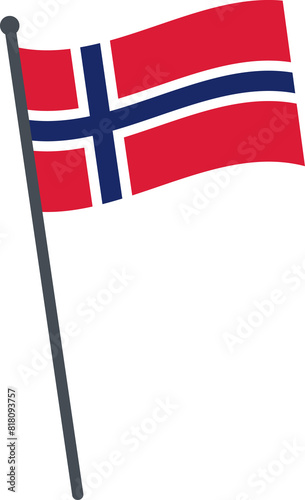 Norway flag waving on pole. national flag pole transparent.