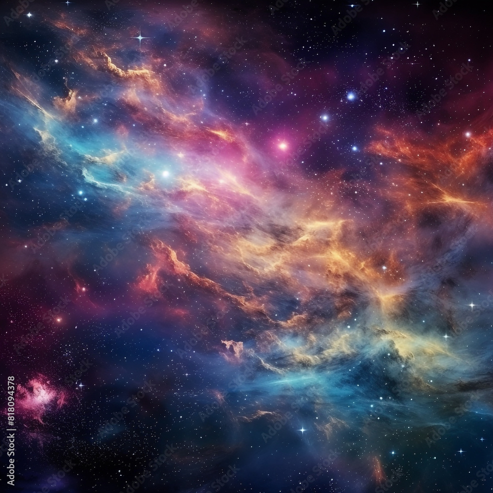 Abstract and Colorful space galaxy cloud nebula background wallpaper generative AI