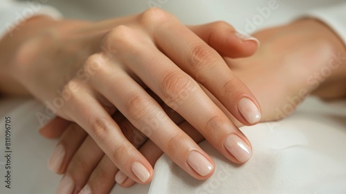a woman s hands with natural nails.