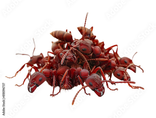 photograph of ant die in the prone position due to exposure to toxins , Danger from beasts Carrying germs to humans, on isolate white background photo