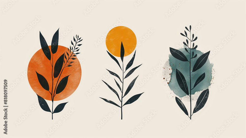 Organic-inspired painting in a boho aesthetic, characterized by earthy tones and abstract elements.