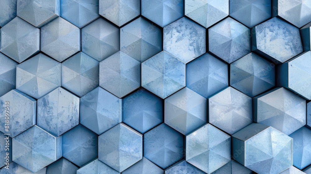 3D rendering of blue hexagons. 3D rendering of blue hexagons.