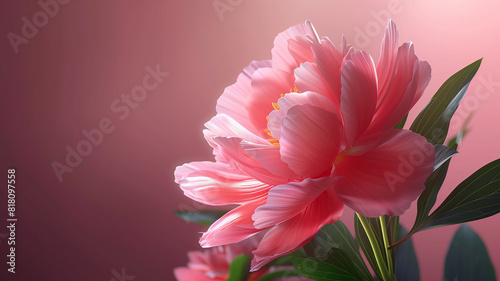 The intricate details of pink peony blossoms are accentuated against a blurred bokeh background  creating a mesmerizing contrast in this captivating photograph.