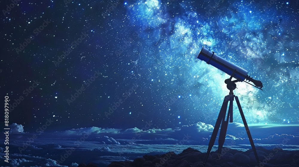 telescope in the night blue space background telescope in the night blue space background