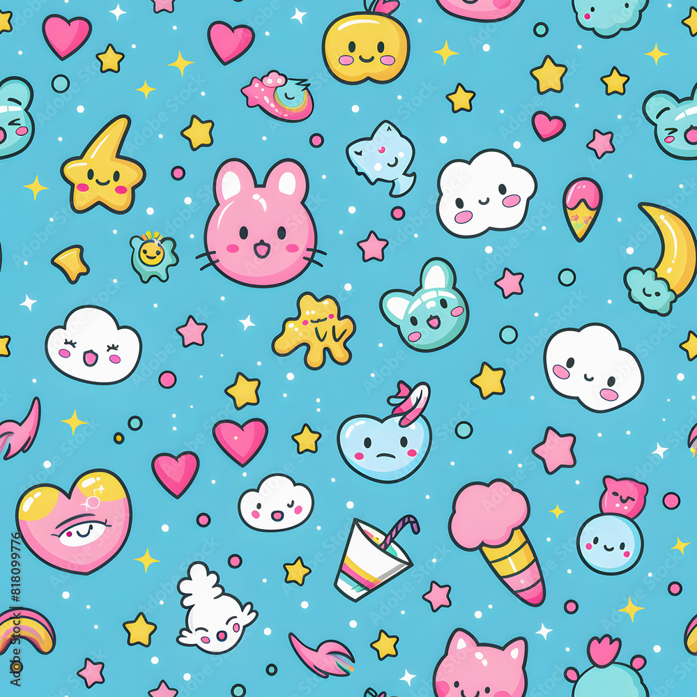 Fototapeta premium Seamless pattern,unicon kawaii.