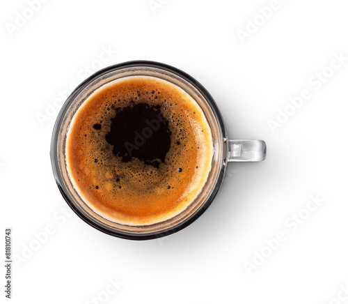 espresso coffee with shadow isolated on transparent background