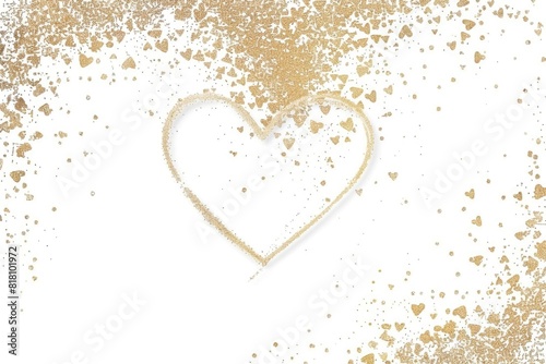 Golden Heart Glitter Sparkle on White Background Valentine's Concept