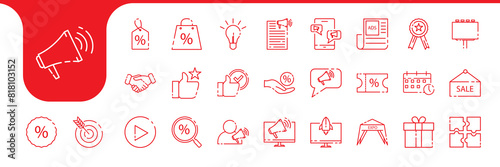 sale promotion line icon set collection vector design