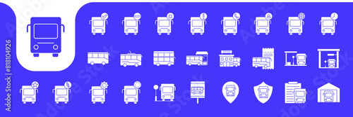 bus transportation flat modern icon set collection vector design