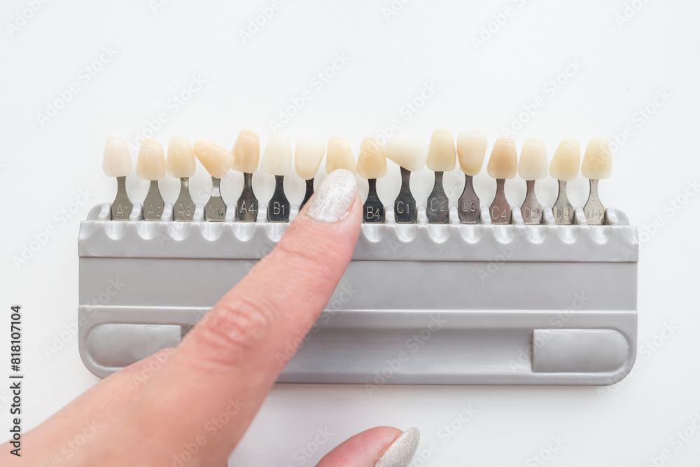 Choosing a shade from the shade palette of the Vita tooth scale. Choosing a shade from the shade palette of the Vita tooth scale.