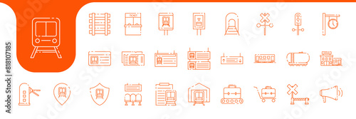 train transport line icon set collection vector design