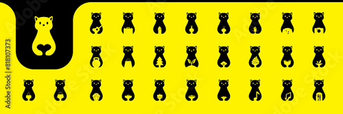 cat cute flat modern minimal icon set collection vector design