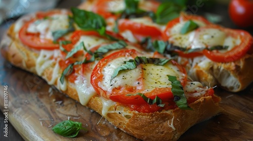 Wallpaper Mural rustic ciabatta bread with fresh tomato basil and melted mozzarella topping Torontodigital.ca