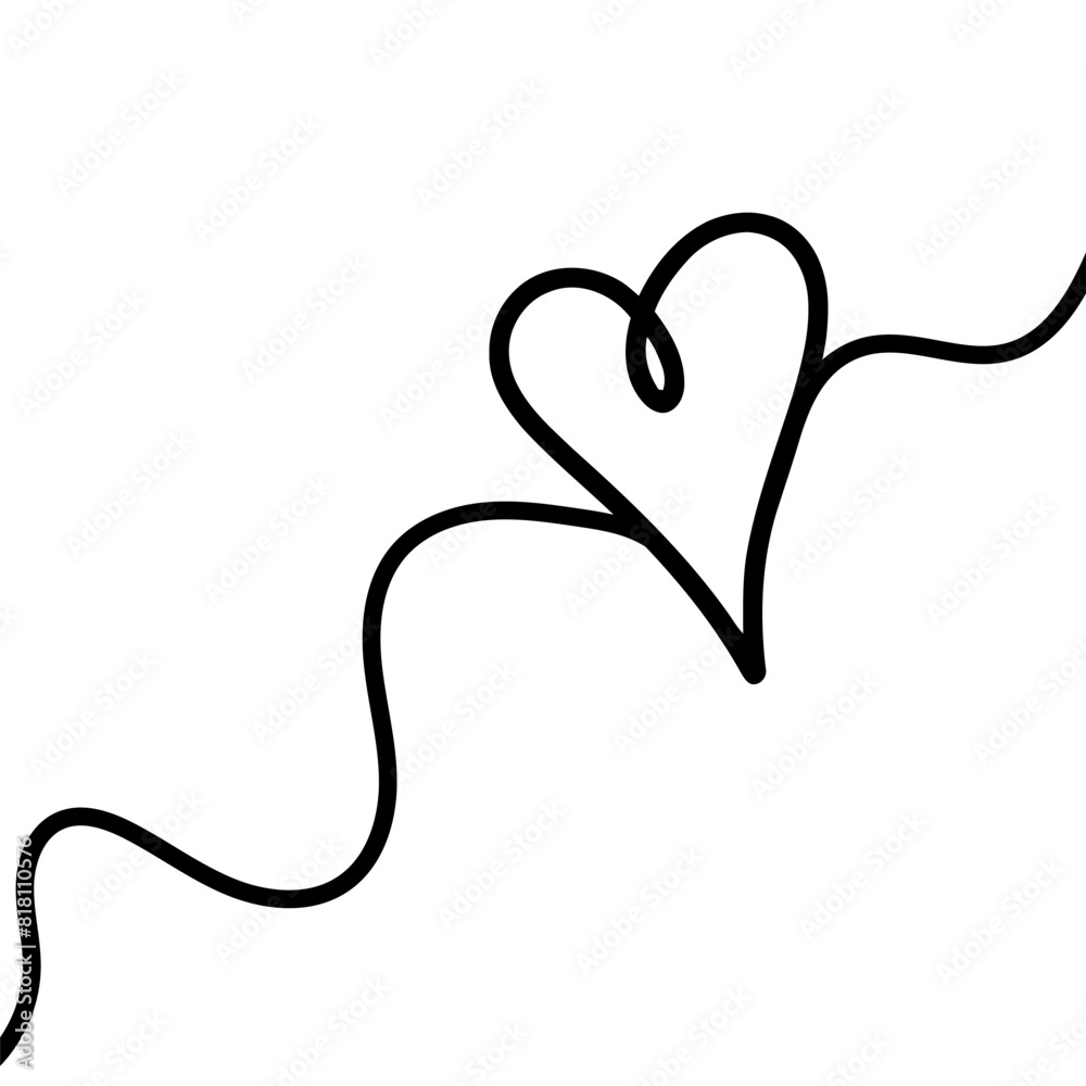 Heart. Abstract love symbol. Continuous line art drawing vector illustration Heart. Abstract love symbol. Continuous line art drawing vector illustration