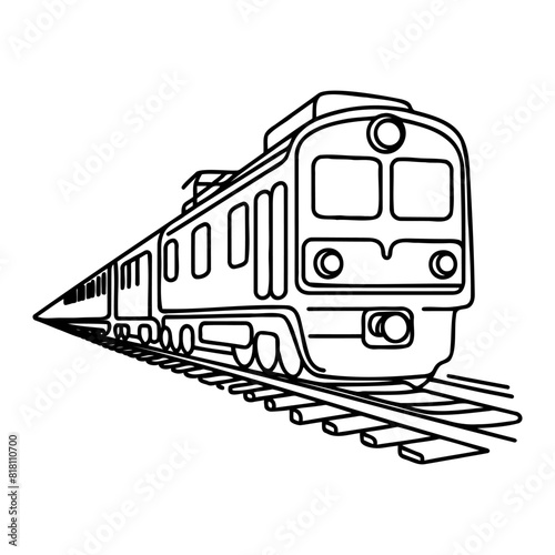 Continuous line vector illustration of a railway track. one line train.