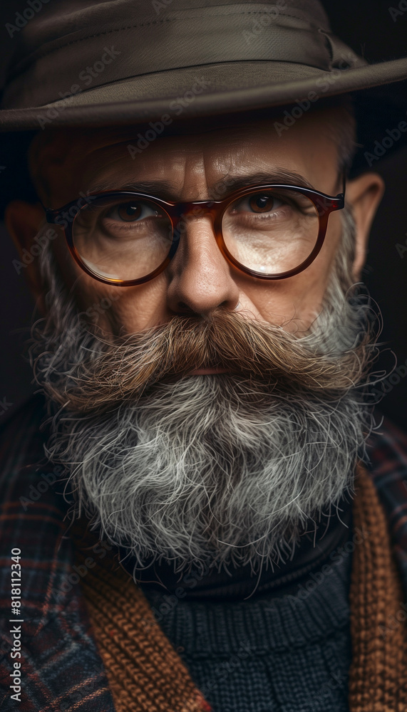 Portrait of middle aged man with glasses and beard Portrait of middle aged man with glasses and beard