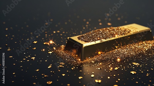 shimmering gold ingot on black background luxury wealth concept digital illustration