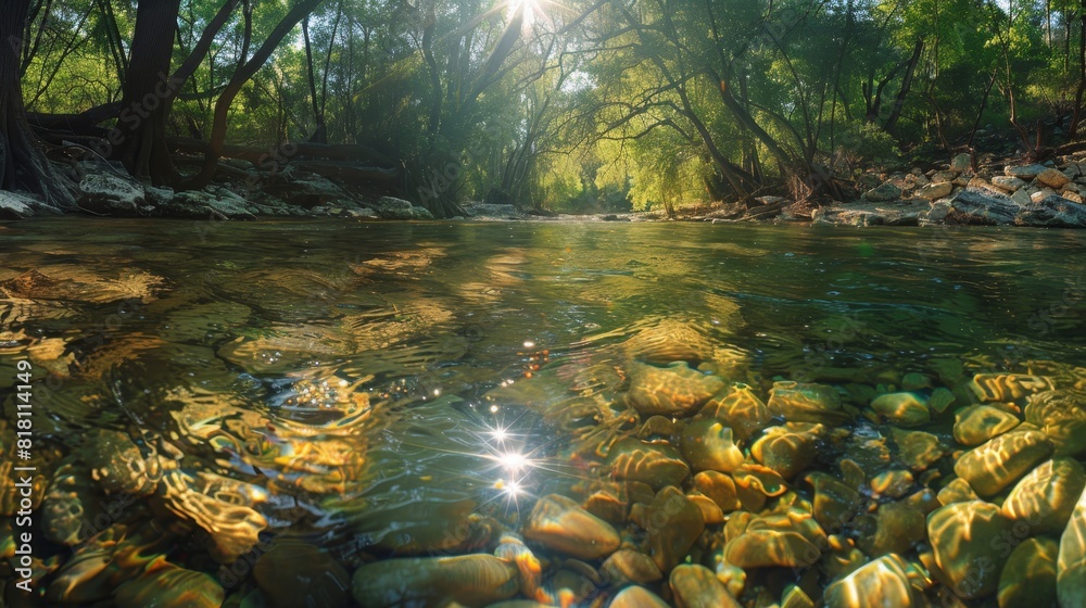 A stream of water with rocks in it A stream of water with rocks in it