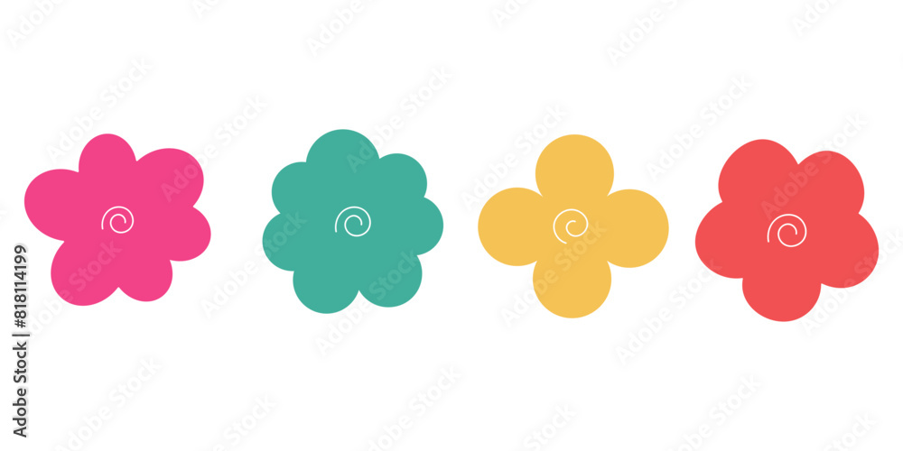 Cute bright floral icons in flat style. Vector. Cute bright floral icons in flat style. Vector.