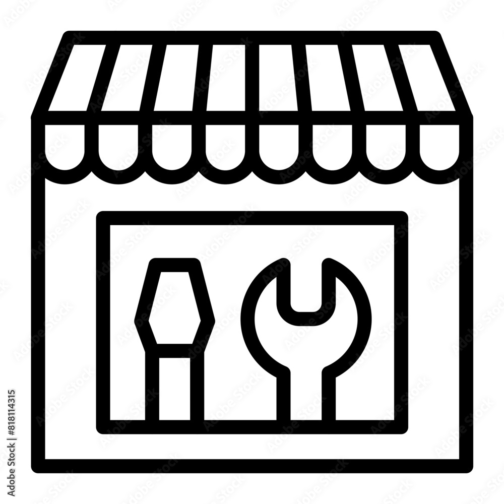 Repair Shop Vector Line Icon Design Repair Shop Vector Line Icon Design