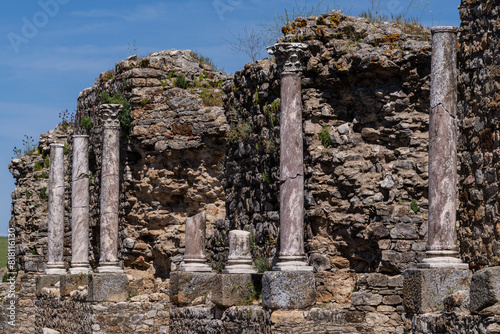 View of the Roman theater, Regina Turdulorum, Roman city, Casas de Reina, Estremadura province, Spain photo