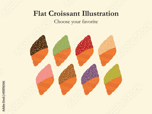 flat croissant viral cafe bakery cake snack idea event dessert food creative vector illustration fat