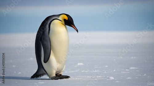 penguin with snow pole background