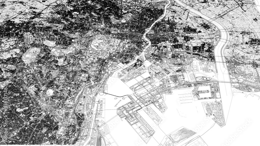 Obraz premium 3D illustration of city and urban in Tokyo Japan