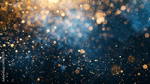 sparkling gold and dark blue new year or christmas background shimmering star particles abstract festive texture