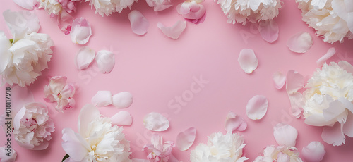 mockup with pink background and surrounding peonies