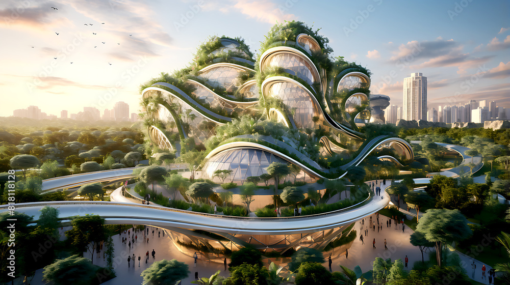 Obraz premium City dedicated to sustainable engineering and environmental responsibility. Urban development, implementing innovative green engineering projects