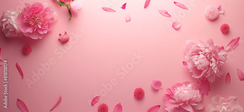 mockup with pink background and surrounding peonies