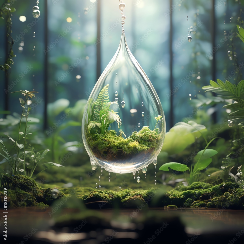 custom made wallpaper toronto digitalA raindrop with a tiny forest inside it