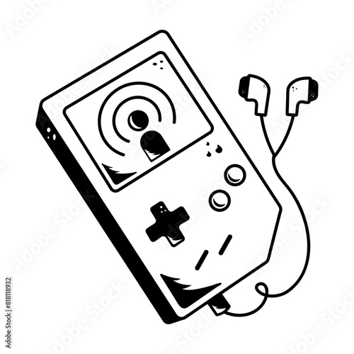 A well-designed doodle icon of mp3 player 