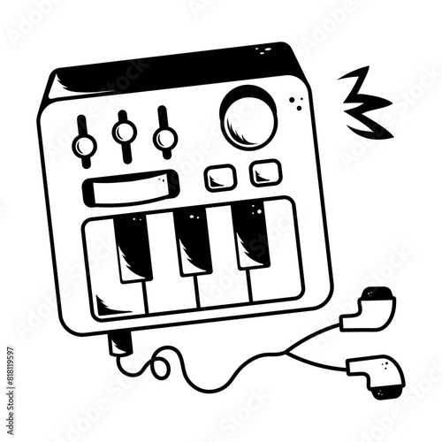 A well-designed doodle icon of piano keyboard 