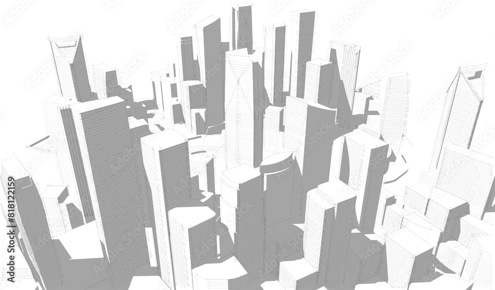 Modern city architecture 3d illustration Modern city architecture 3d illustration