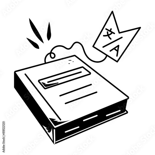 Handy doodle style icon of a translation book 