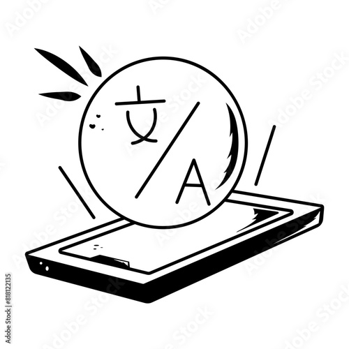 Check out doodle icon of a mobile translator 
