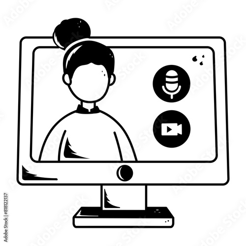 Here’s s hand drawn icon of video translator 