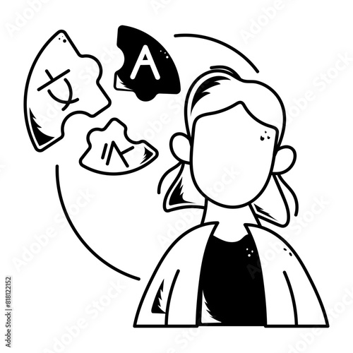 Trendy doodle icon of an interpreter 