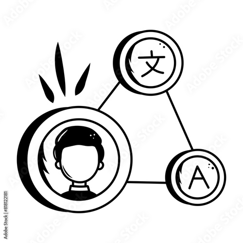 Grab this hand drawn icon of a language specialist 