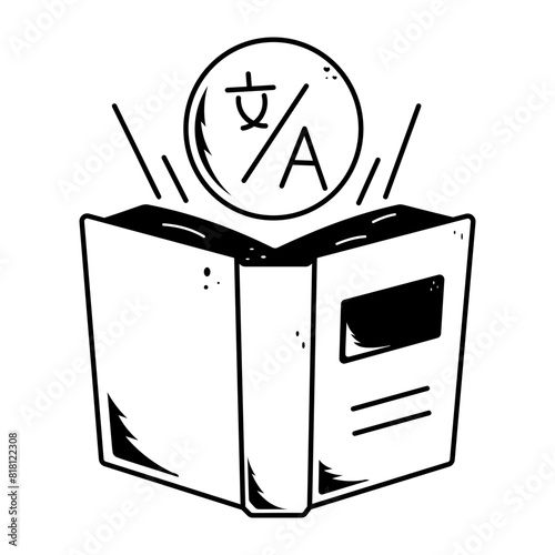 Easy to edit doodle icon of linguistics study 