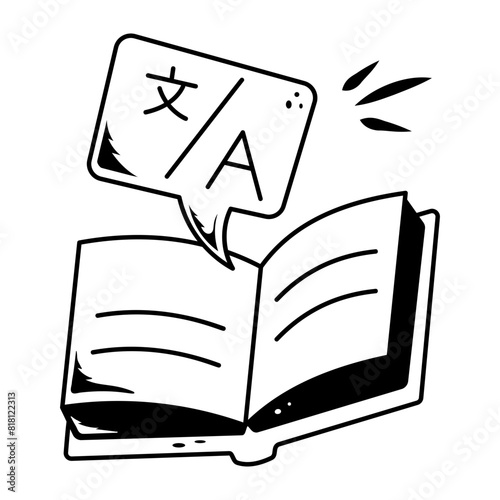 Ready to use doodle icon of a language guide 
