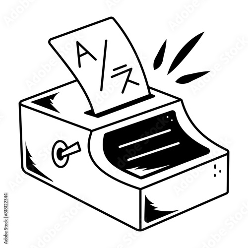Scalable doodle icon of a translation printer 